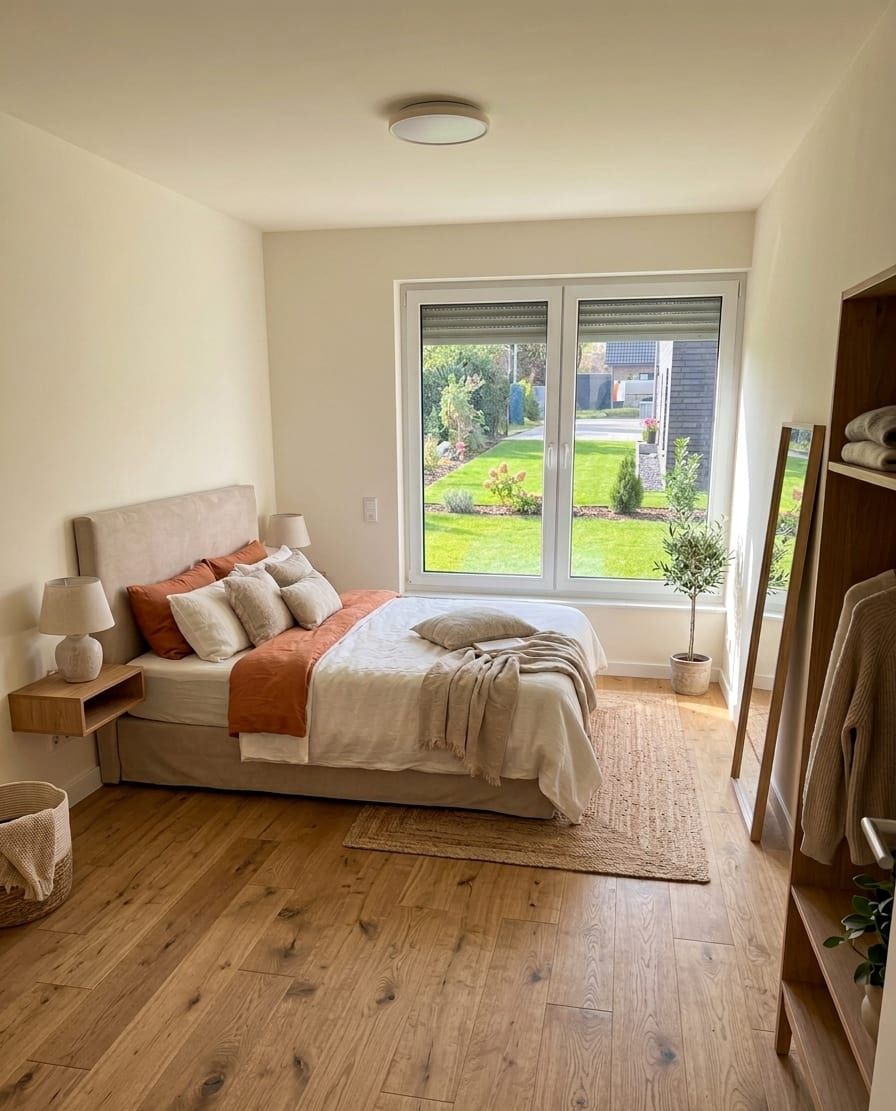 Schlafzimmer mit Blick ins Grüne